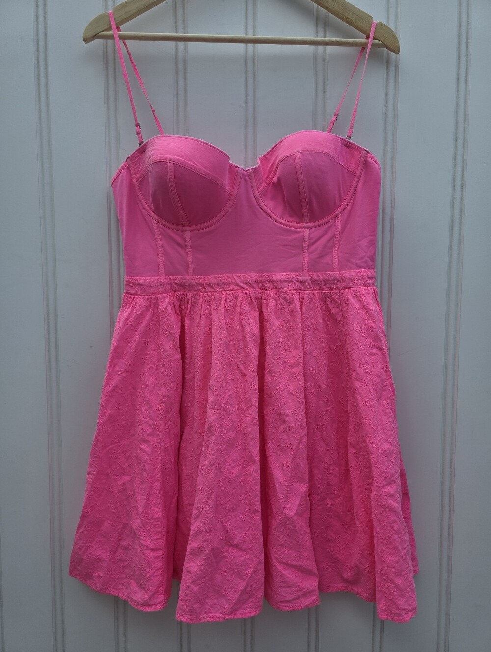 PINK Victoria's Secret Hot Pink Mini Dress Built In Bustier Sexy Large